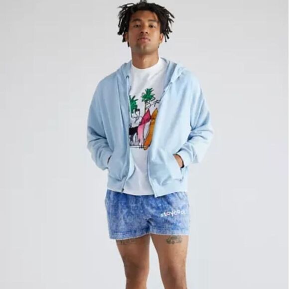STAYCOOLNYC Blue Acid Wash Tie-Dye Men's XL Shorts 3" NWOT Urban Outfitters - Picture 1 of 8